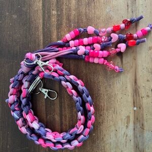 Pink and Purple strap for purse macrame with Beads hand made